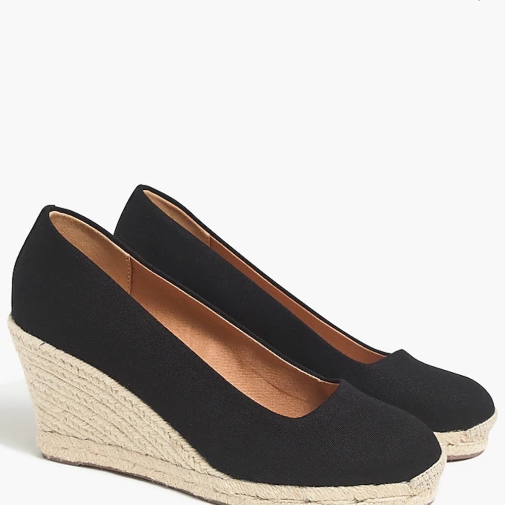 Black Espadrille Wedge Shoes